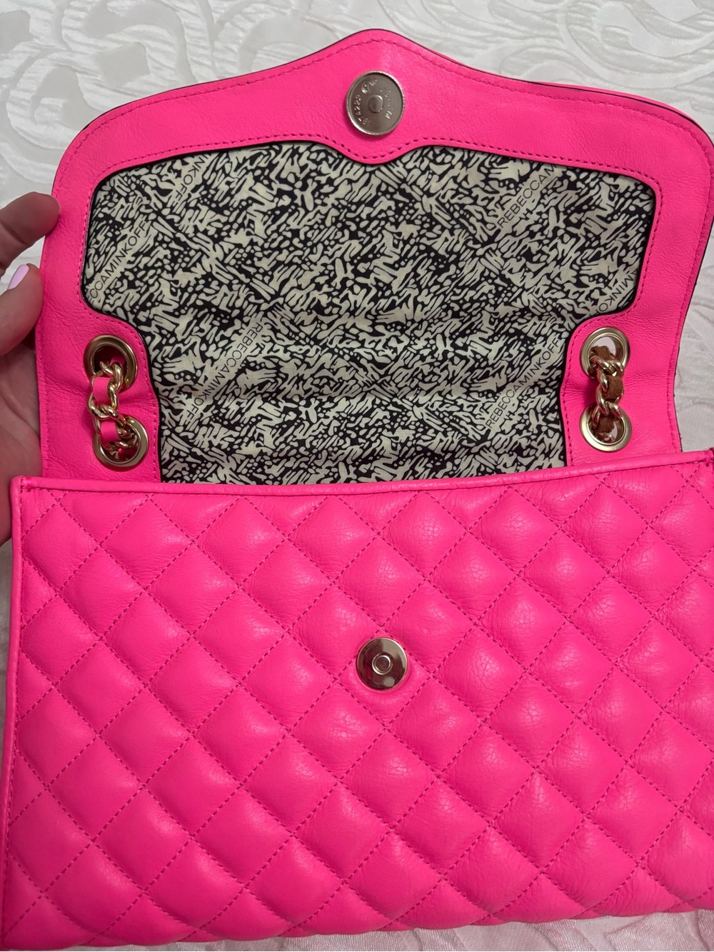 EUC Rebecca Minkoff Limited Edition Quilted Affair Bag in Neon Pink (Large Size) - Picture 6 of 14